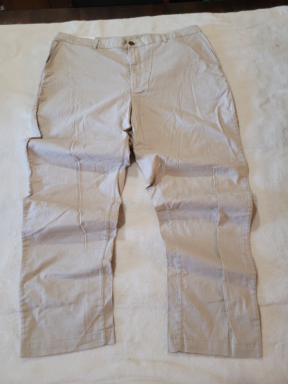 NWT Women's Linen Cotton Tapered Pants Natural XXL Elastic Waistband